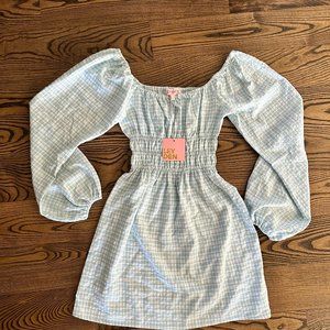 BLUE GINGHAM MINI DRESS